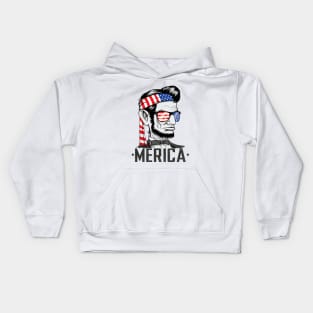 Abe Lincoln Merica 4th of July Tee Kids Hoodie